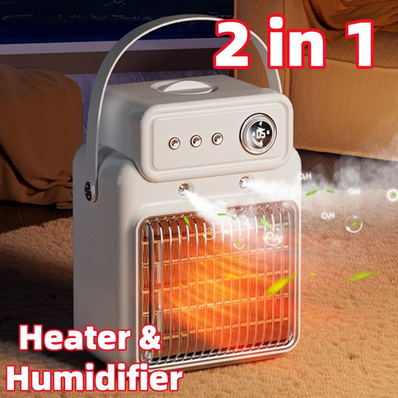 1200W 2 en 1 eficiente con doble confort de calor y humedad, calentador de mesa con protección contra sobrecalentamiento, calentador interior apto para hogar, oficina.