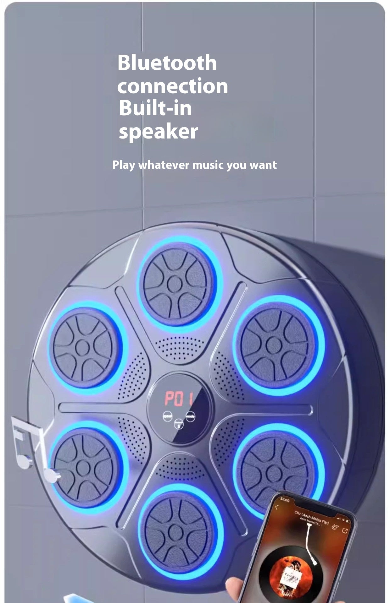 Boxningsmaskin för träning och lek. RGB ljus musik via Bluetooth uppladdningsbar.