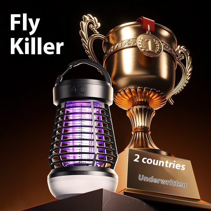 2 in 1 Insect killer perfect for the terrace, camping or at home, with lighting and SOS lamp. USB rechargeable energy efficient.