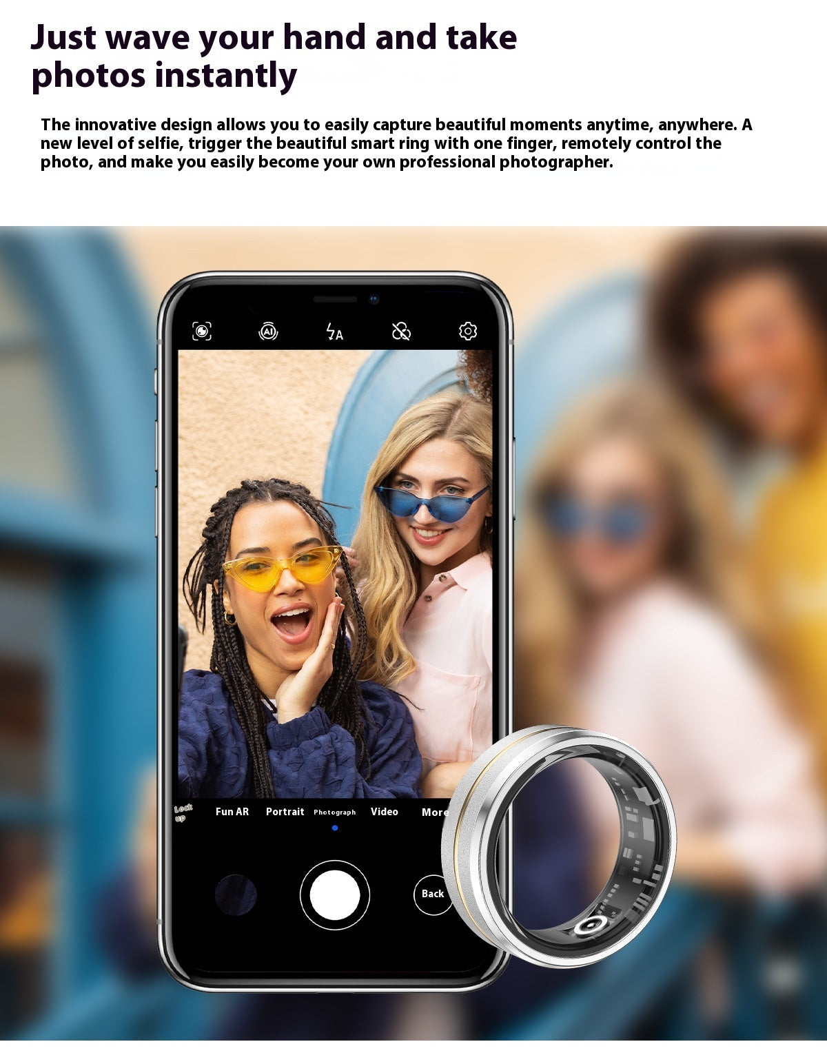 Anillo inteligente unisex 2024 con monitorización de frecuencia cardíaca y oxígeno en sangre, múltiples modos deportivos, resistente al agua IP68 para Android e iOS.