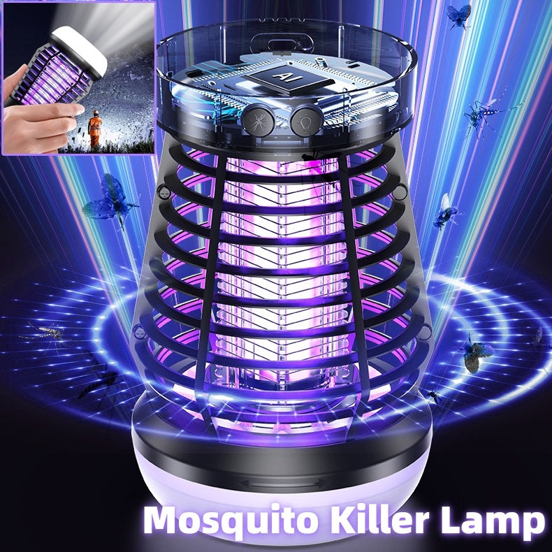 2 in 1 Insect killer perfect for the terrace, camping or at home, with lighting and SOS lamp. USB rechargeable energy efficient.