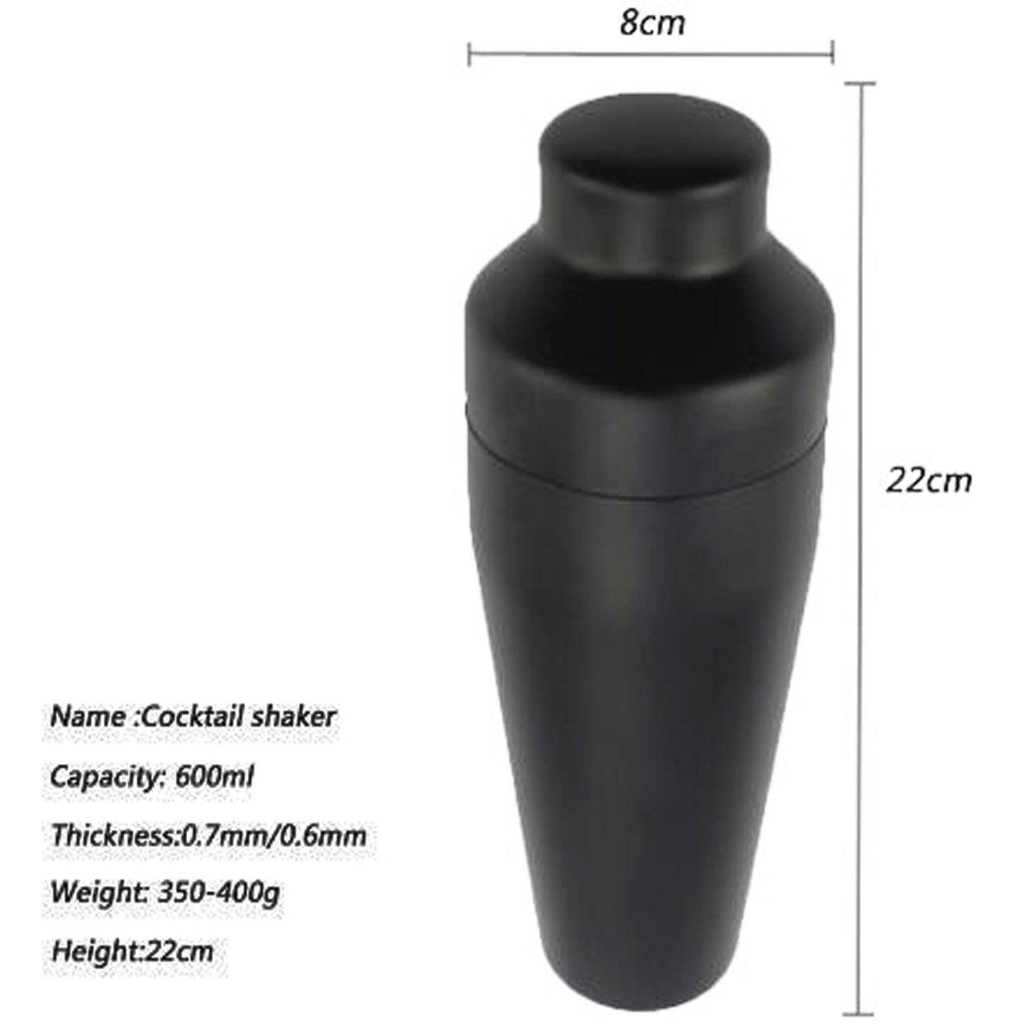 Elegante juego de barman: 8 piezas en acero inoxidable negro mate