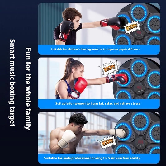 Boxing machine for training and play. RGB light music via Bluetooth rechargeable.