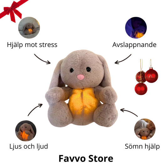 Rabbit with a calming effect such as breathing sounds and lighting for children and adults