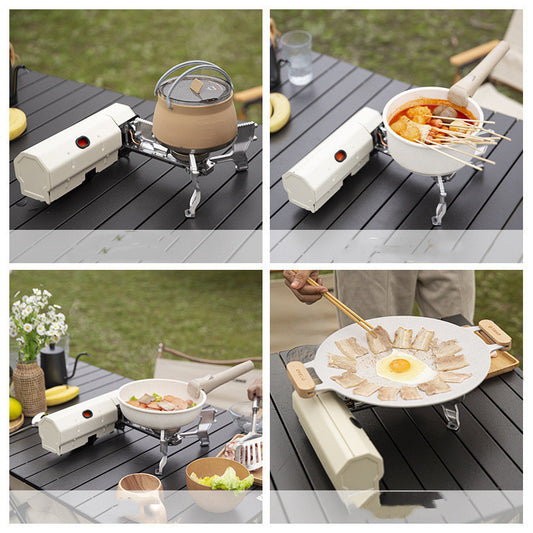 Portable camping gas stove. Stainless steel. For quick cooking.