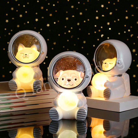 Night lamp, bear, dog or cat astronaut.