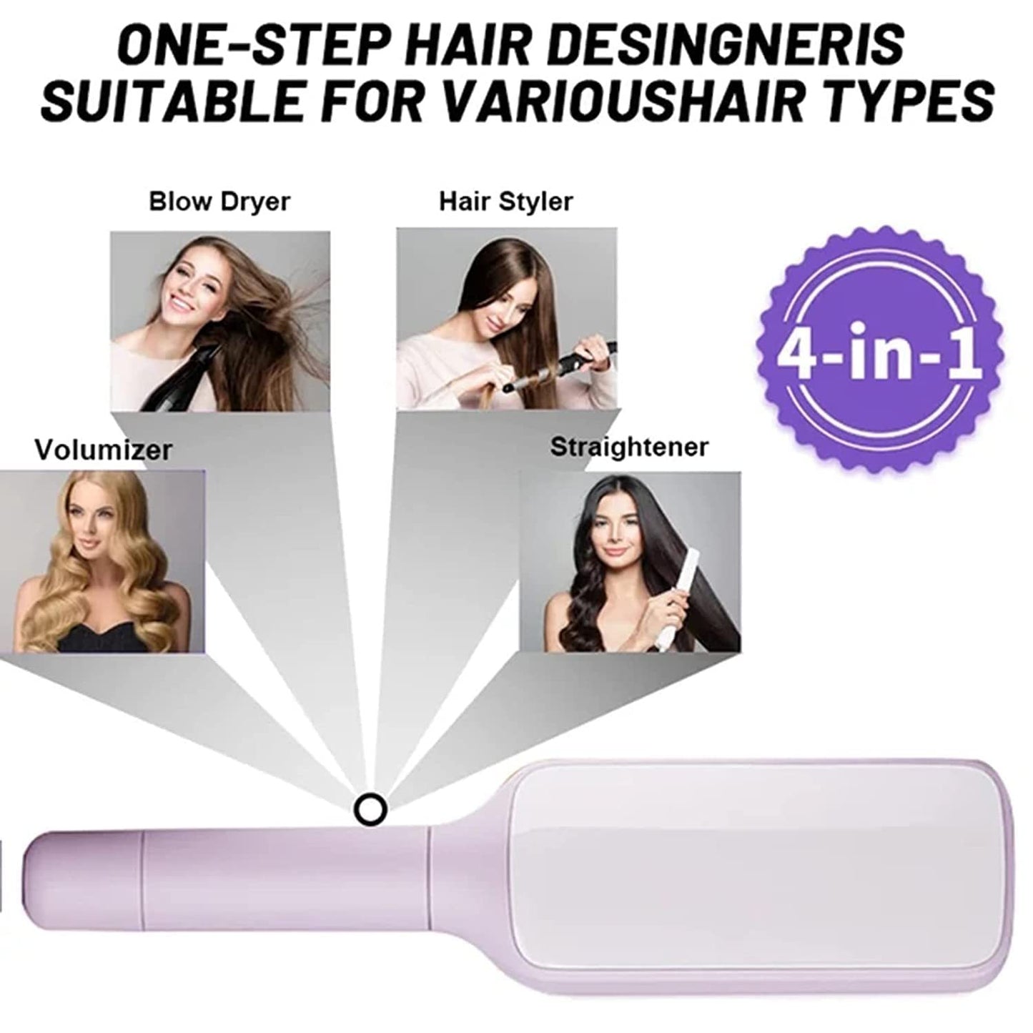 Simple self-cleaning hairbrush. Available in several colors.