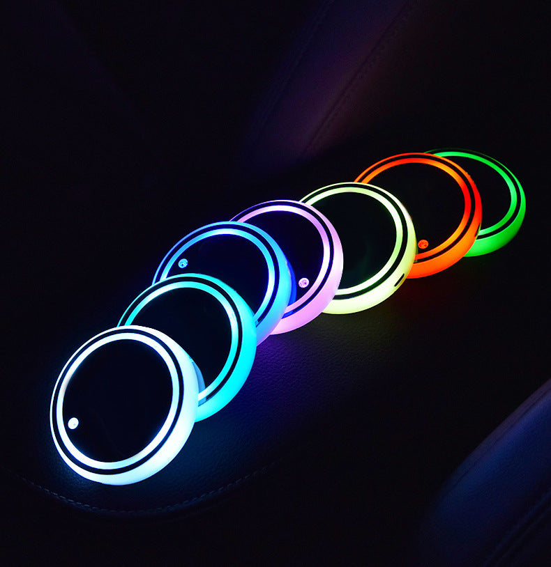 Posavasos colorido iluminado con LED y carga USB.