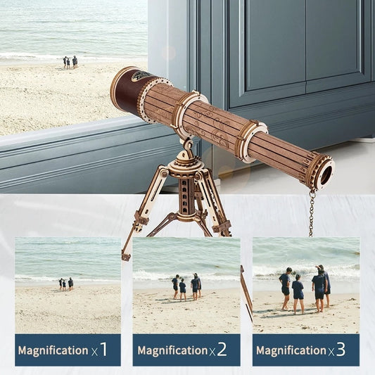 Juego de rompecabezas de madera 3D con telescopio monocular